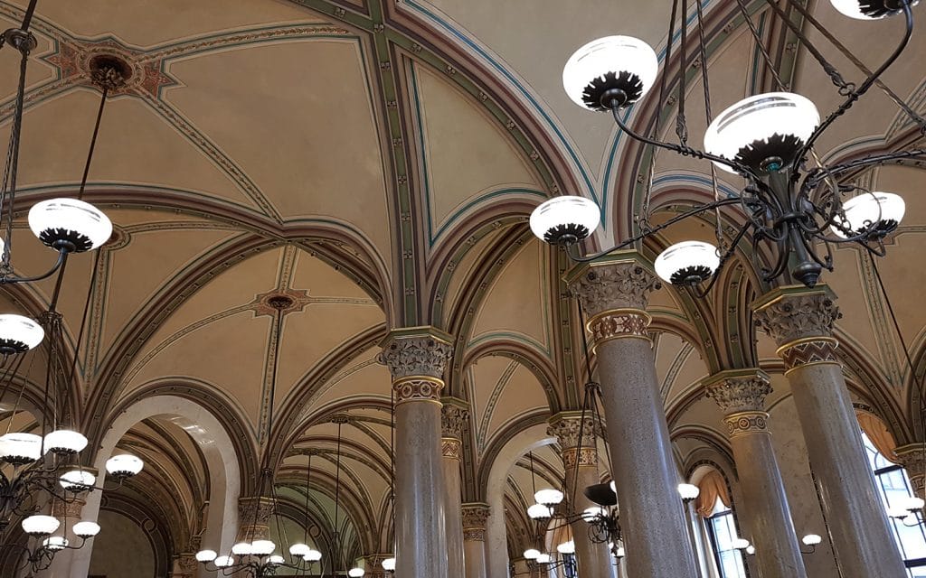 Beautiful Neorenaissance Architecture inside Café Central, Vienna, Austria