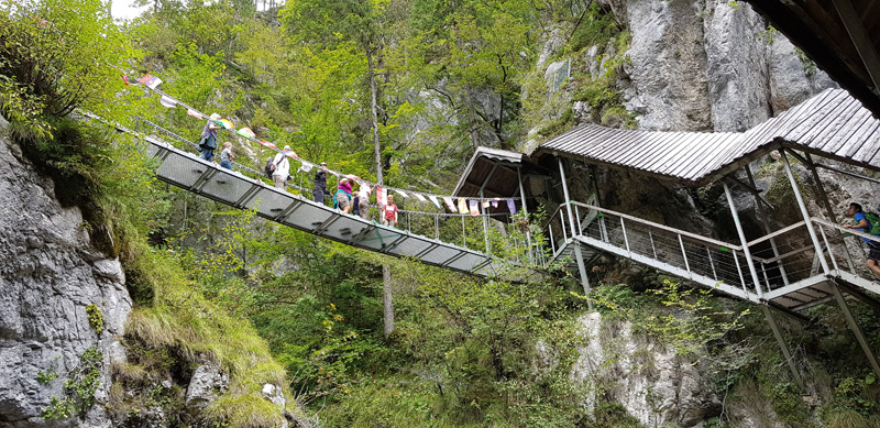 Mister Wong hikes the Tscheppaschlucht Canyon in Carinthia, Kärnten, Austria